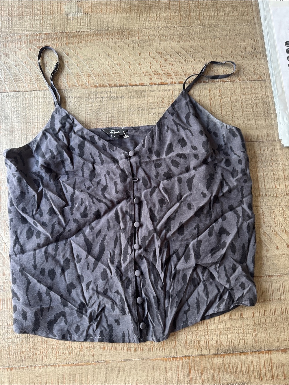 Rails Gray Leopard-Print Button-Front Cami